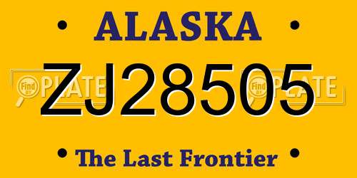 ZJ28505 Alaska License Plate