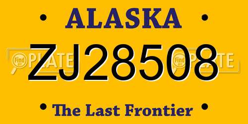 ZJ28508 Alaska License Plate