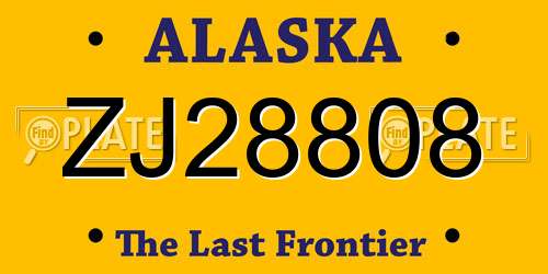 ZJ28808 Alaska License Plate