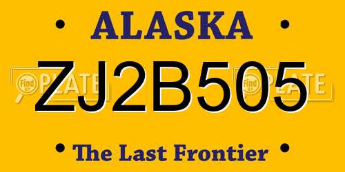 ZJ2B505 Alaska License Plate