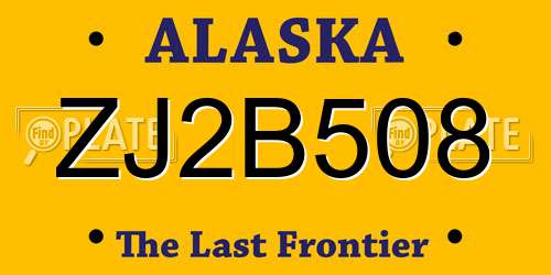 ZJ2B508 Alaska License Plate