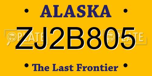 ZJ2B805 Alaska License Plate
