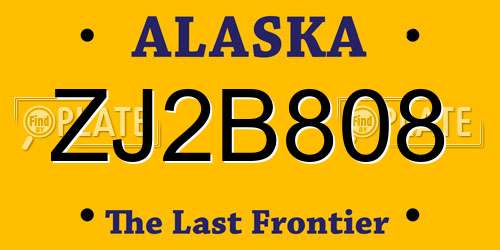 ZJ2B808 Alaska License Plate
