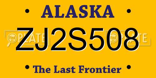 ZJ2S508 Alaska License Plate