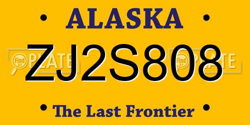 ZJ2S808 Alaska License Plate