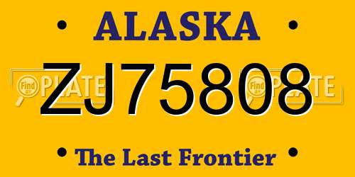 ZJ75808 Alaska License Plate