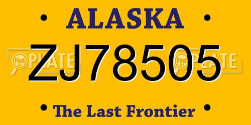 ZJ78505 Alaska License Plate
