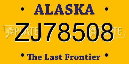 ZJ78508 Alaska License Plate