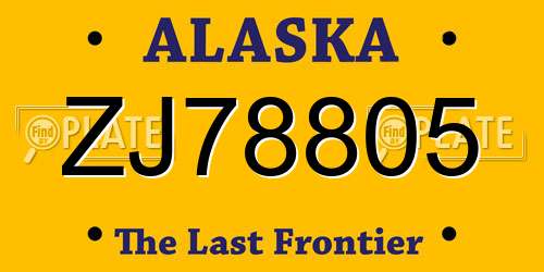 ZJ78805 Alaska License Plate