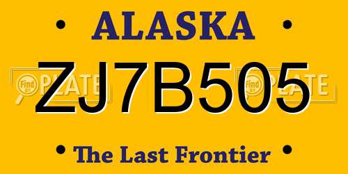 ZJ7B505 Alaska License Plate