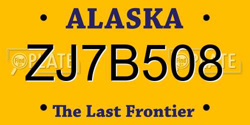 ZJ7B508 Alaska License Plate