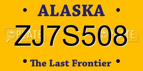 ZJ7S508 Alaska License Plate