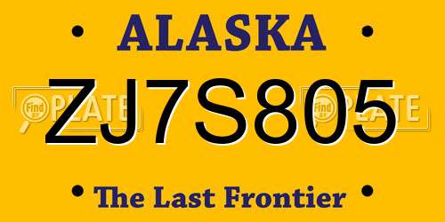 ZJ7S805 Alaska License Plate