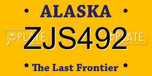 ZJS492 Alaska License Plate