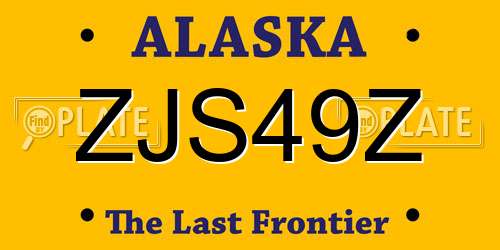 ZJS49Z Alaska License Plate