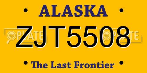 ZJT5508 Alaska License Plate