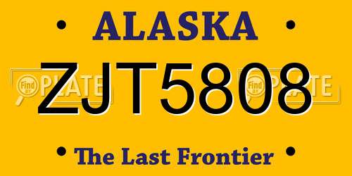 ZJT5808 Alaska License Plate