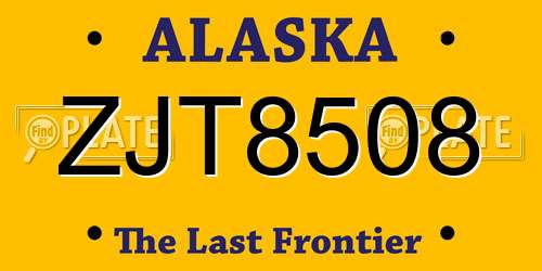 ZJT8508 Alaska License Plate