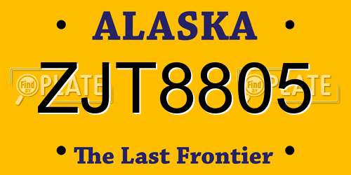 ZJT8805 Alaska License Plate