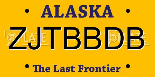 ZJTBBDB Alaska License Plate