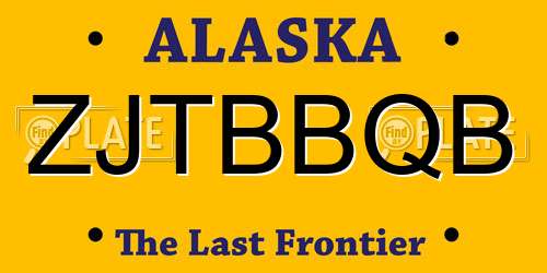 ZJTBBQB Alaska License Plate