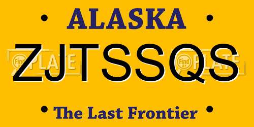 ZJTSSQS Alaska License Plate