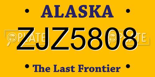 ZJZ5808 Alaska License Plate