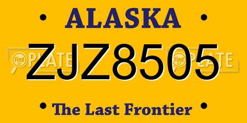 ZJZ8505 Alaska License Plate