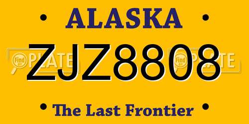 ZJZ8808 Alaska License Plate