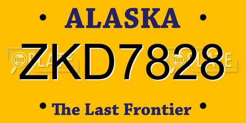ZKD7828 Alaska License Plate