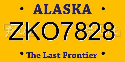ZKO7828 Alaska License Plate