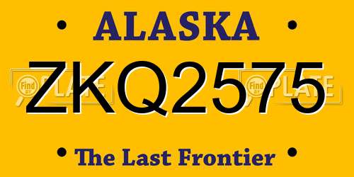 ZKQ2575 Alaska License Plate