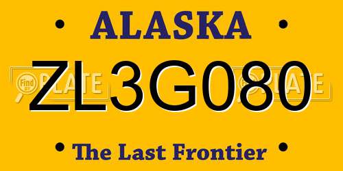 ZL3G080 Alaska License Plate