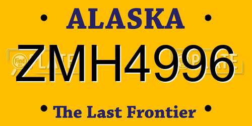 ZMH4996 Alaska License Plate