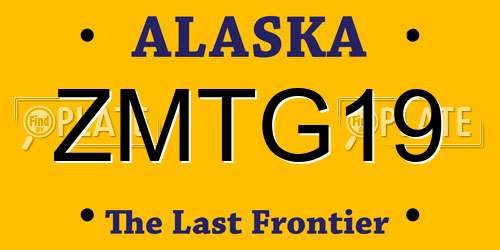 ZMTG19 Alaska License Plate