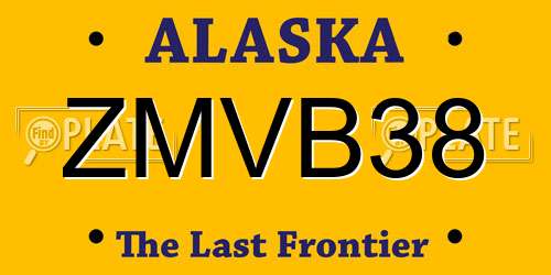 ZMVB38 Alaska License Plate