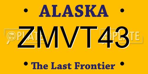 ZMVT43 Alaska License Plate