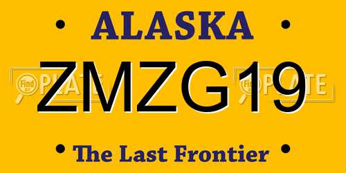 ZMZG19 Alaska License Plate