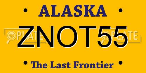 ZNOT55 Alaska License Plate