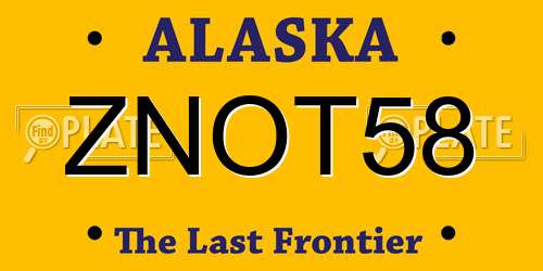 ZNOT58 Alaska License Plate