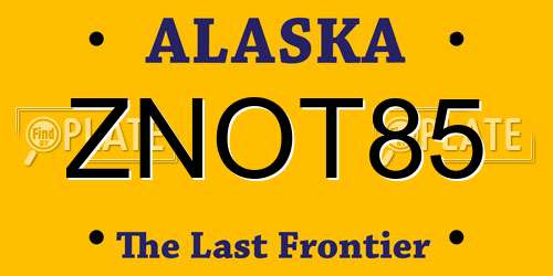 ZNOT85 Alaska License Plate