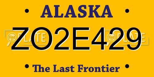 ZO2E429 Alaska License Plate