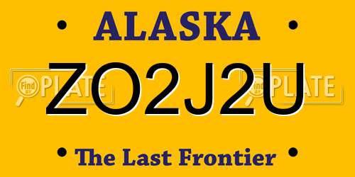 ZO2J2U Alaska License Plate