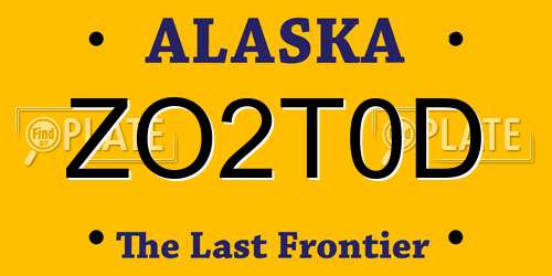 ZO2T0D Alaska License Plate