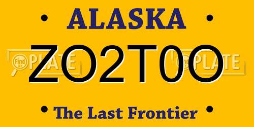 ZO2T0O Alaska License Plate