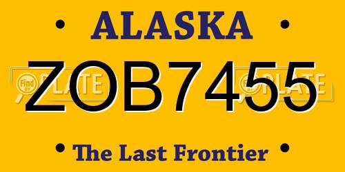 ZOB7455 Alaska License Plate