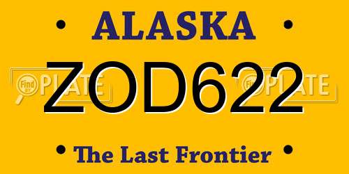 ZOD622 Alaska License Plate