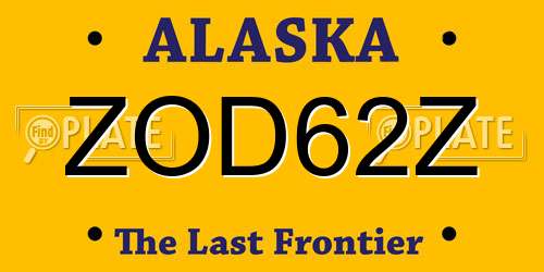 ZOD62Z Alaska License Plate
