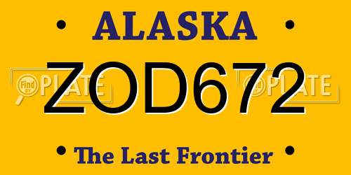ZOD672 Alaska License Plate