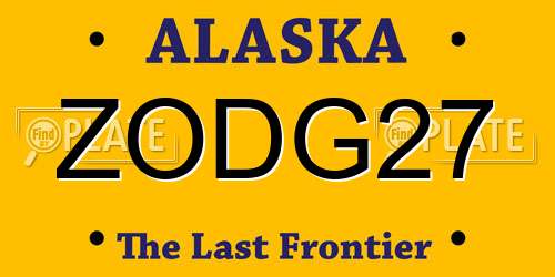 ZODG27 Alaska License Plate